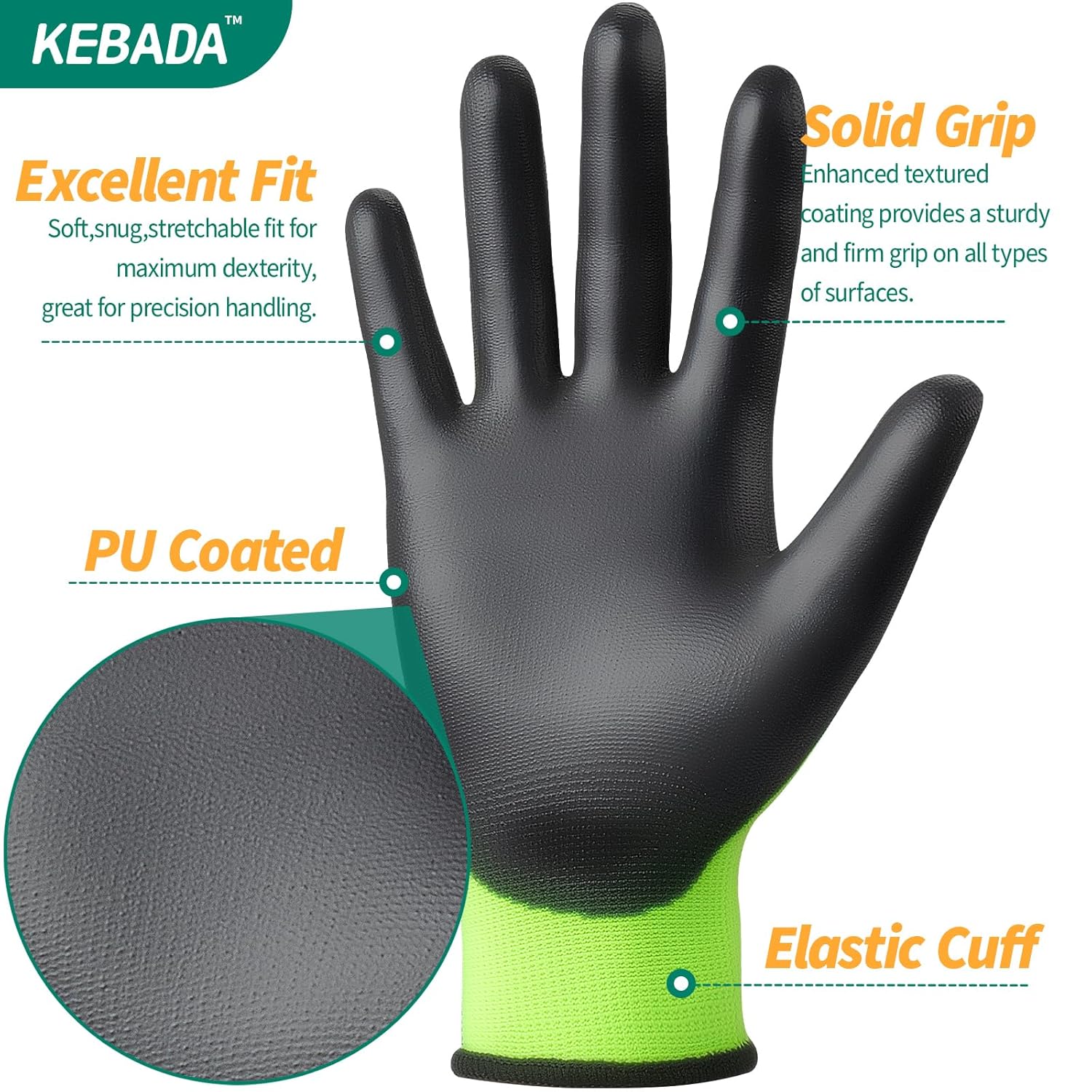 W1 – Guantes de trabajo para hombres y mujeres, guantes de trabajo para pantalla táctil con agarre, 12 pares de guantes mecánicos delgados,
