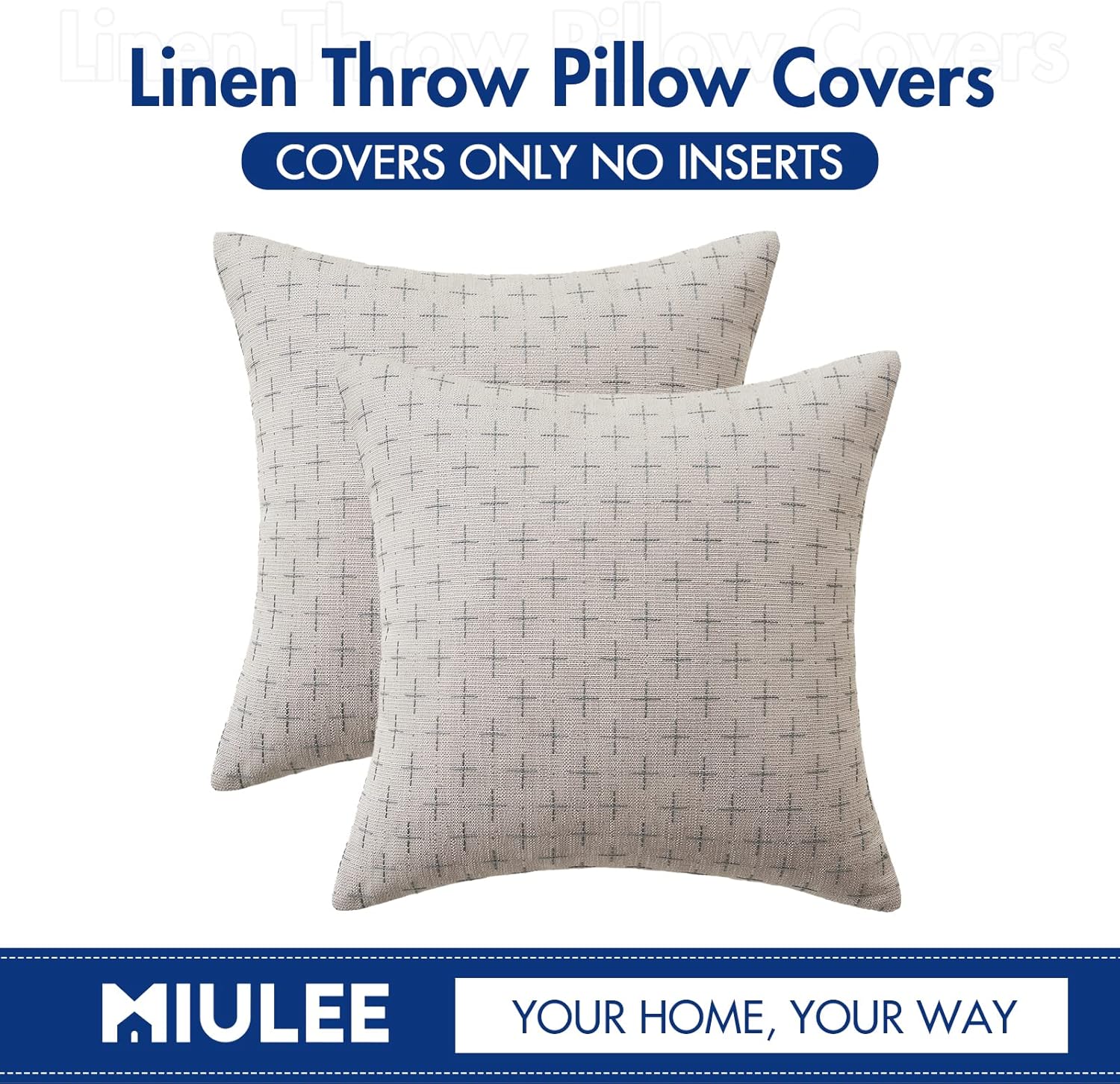 MIULEE – Juego de 2 fundas de almohada decorativas de lino de arpillera, modernas, estilo campestre, rústicas, tejidas, con textura, para sofá,