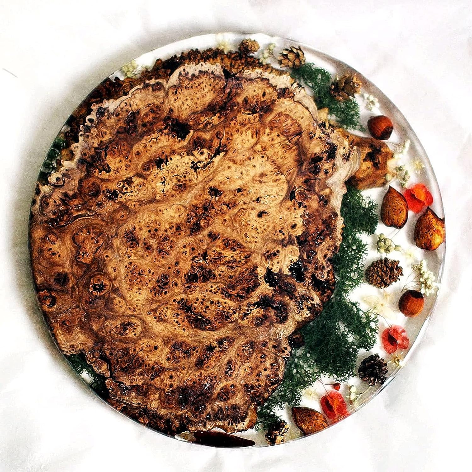 Tabla de cortar y servir de pino y abeto para Navidad  Plato de queso y embutidos de resina de madera de olivo italiano  Hermoso tema de bosque de
