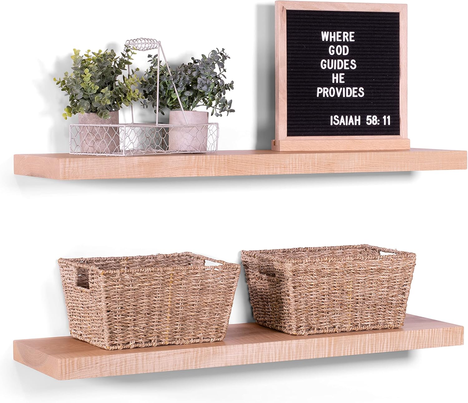 DAKODA LOVE Estantes flotantes  Arce macizo  Calidad artesanal premium  Soporte oculto resistente  Juego de 2 (natural, 60 pulgadas de largo x 10