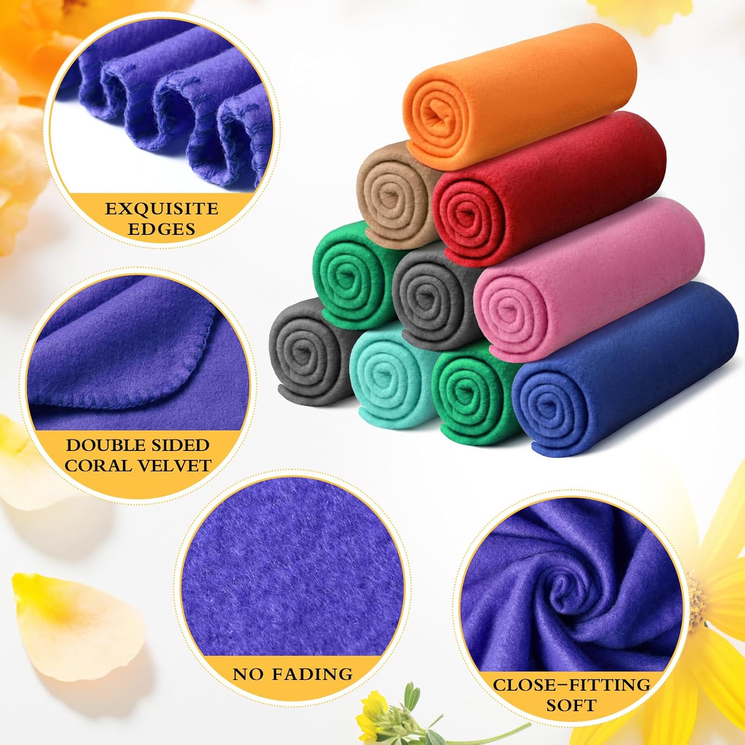 Paquete de 40 mantas de forro polar a granel de 60 x 50 pulgadas, suave y ligera, manta cálida de felpa para mascotas, para cama, sofá, hogar,