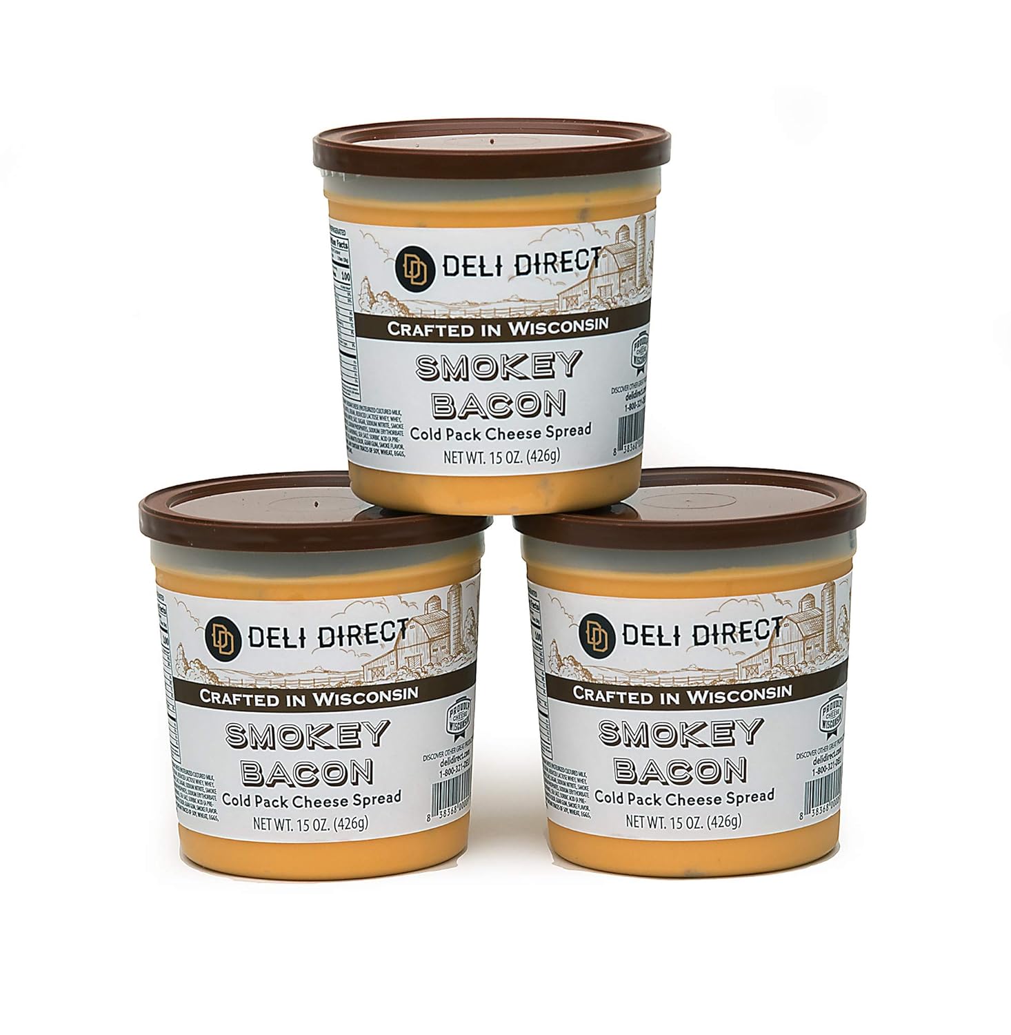 Deli Direct Crema de queso cheddar de tocino ahumado para galletas, salsa de queso para patatas fritas, queso untable, salsa de queso pretzel, queso