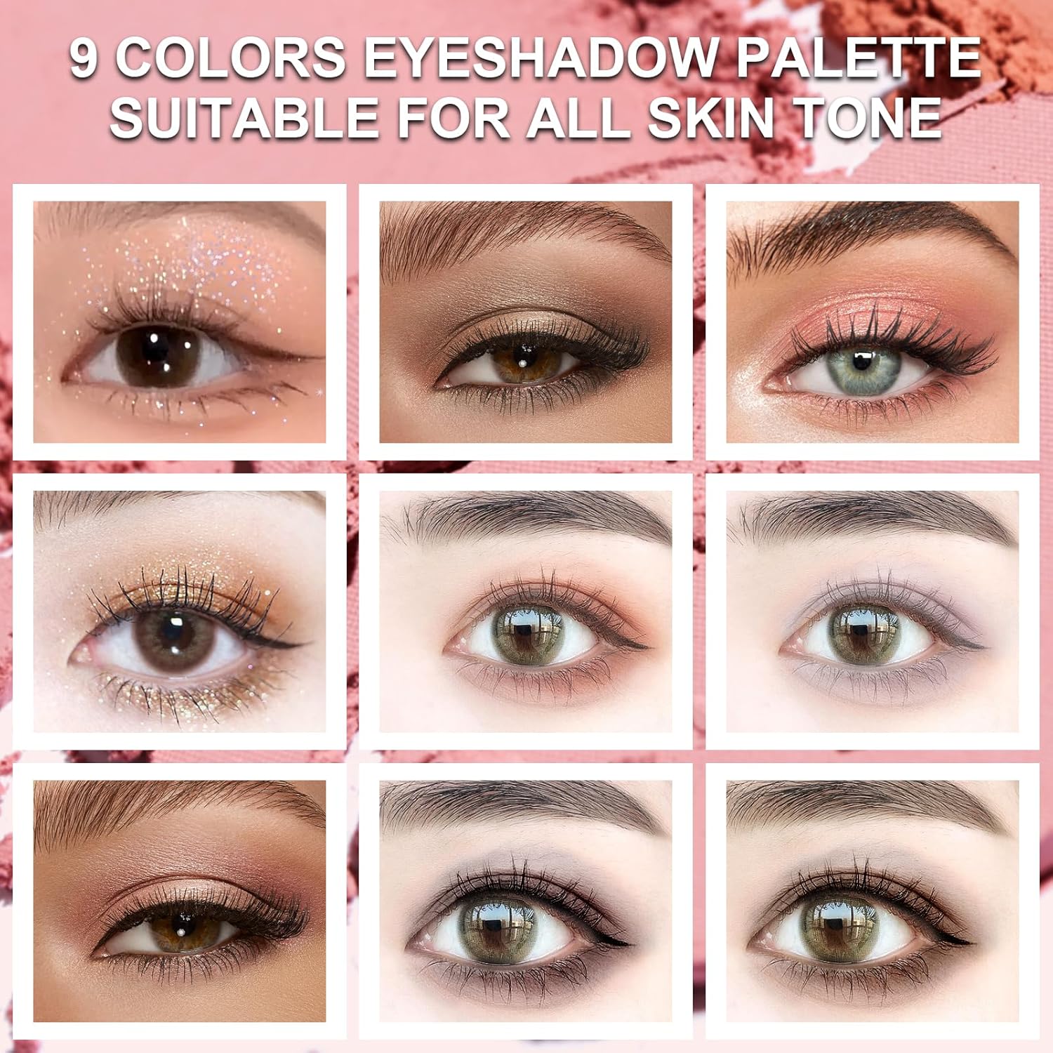 Paleta de sombra de ojos de 9 colores  Sombra de ojos con purpurina mate, ultra mezclable, impecable y natural, de larga duración, pawlet de sombra