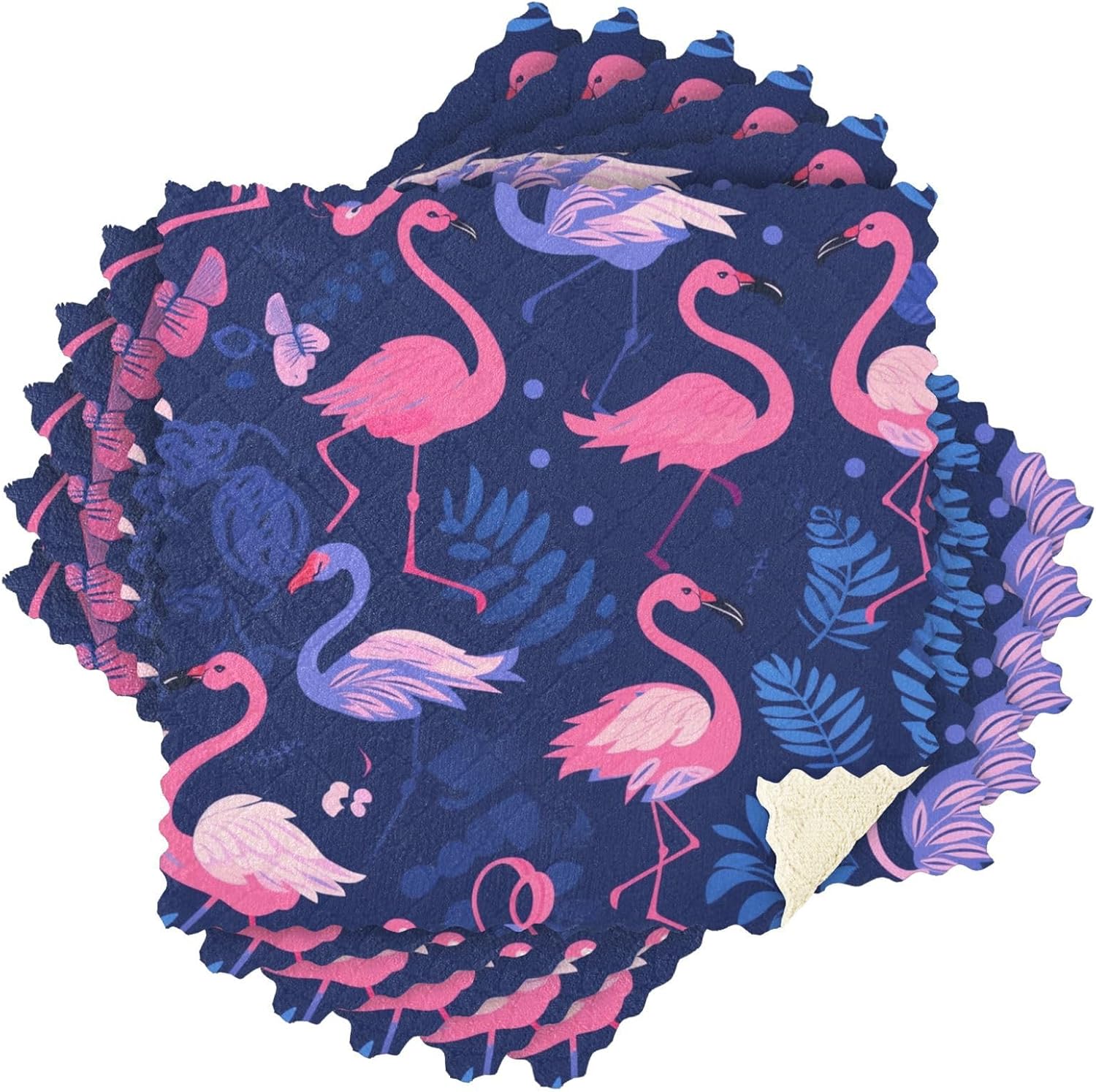 Toalla absorbente de microfibra rosa y azul Flamingo Juego de toallas de té de vacaciones Terry paño de cocina toallas de mano colgantes