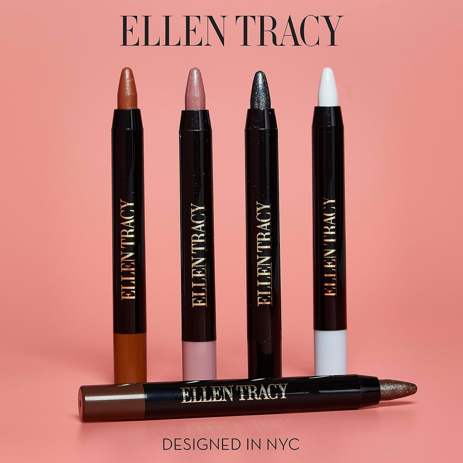 ELLEN TRACY Colección de sombra de ojos y delineador  Juego de 5 piezas  A prueba de manchas, mezclable y de larga duración  Mejora tus ojos con