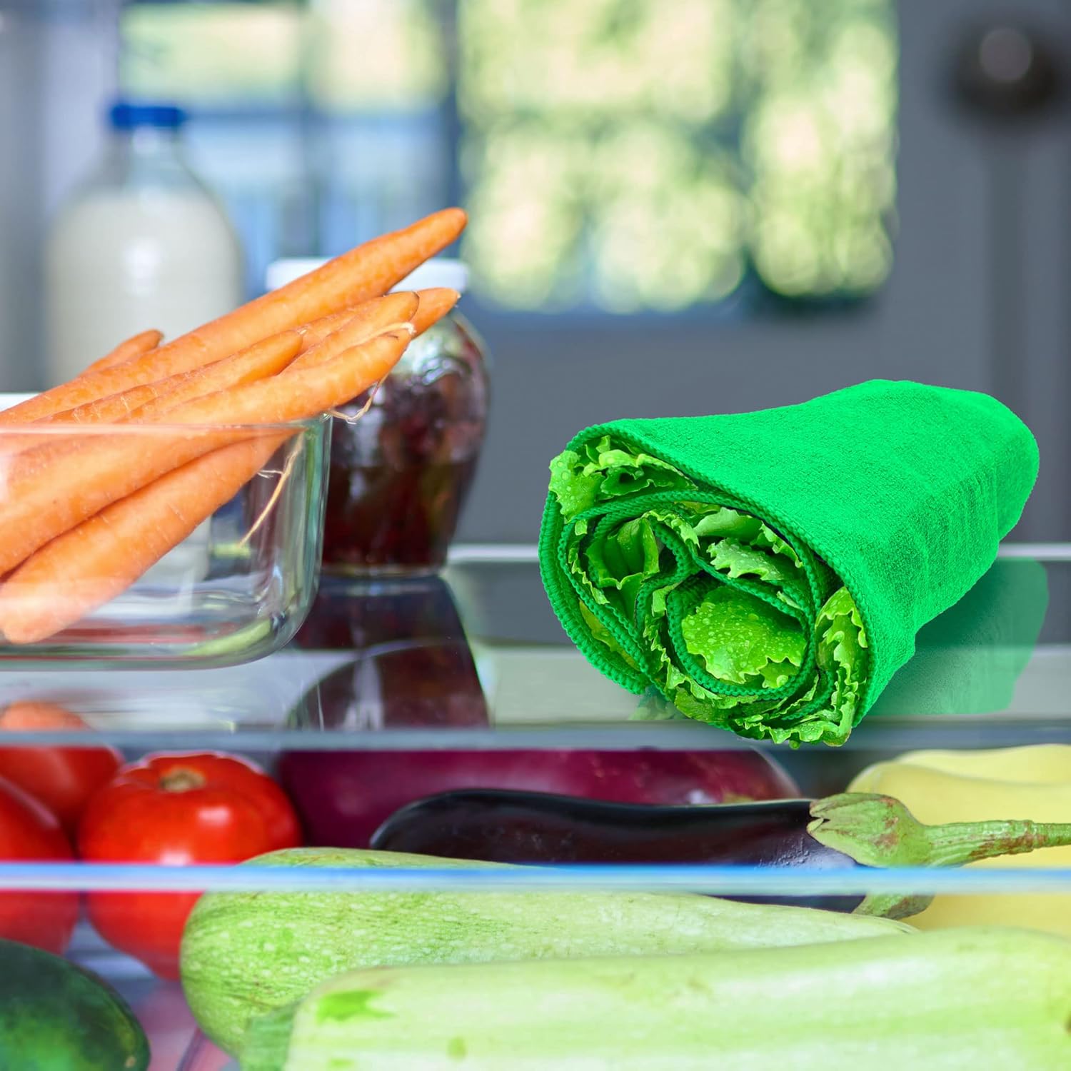 Eurow Toallas de microfibra con envoltura de lechuga, paños de secado de verduras ultra absorbentes, toallas de cocina reutilizables para verduras,