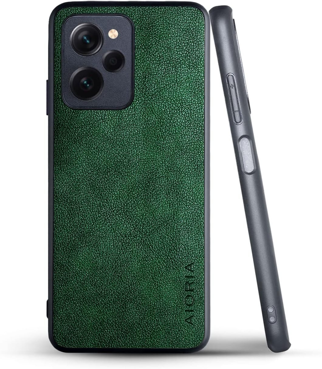 AIORIA Para Poco X5 Pro Case, Funda de cuero premium para teléfono Diseño retro Funda protectora completa para Xiaomi Poco X5 Pro 5G (verde)