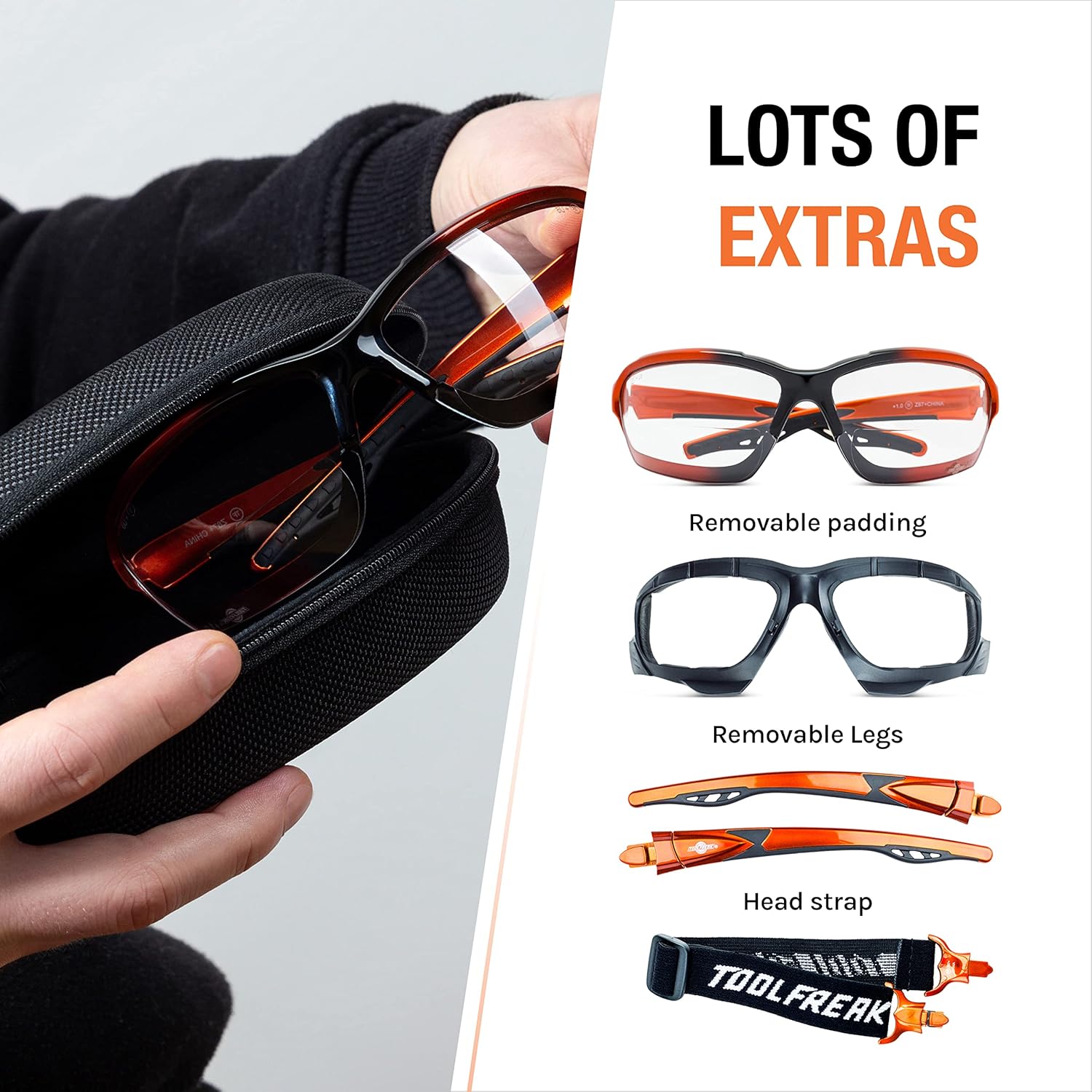 ToolFreak Recka – Conjunto de gafas y gafas de seguridad, clasificado según ANSI z87.1-2015, accesorios incluidos