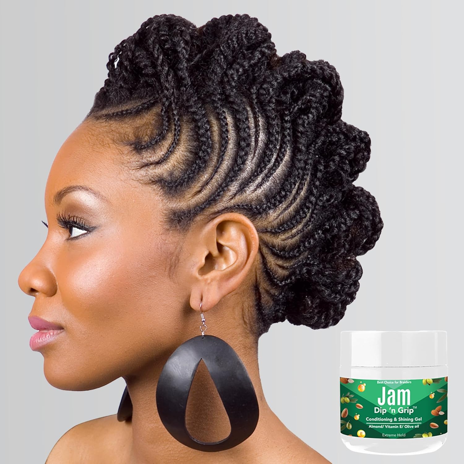 Gel para el cabello con aceite de almendra y vitamina E, agarre extremo y poder de peinado en una maravilla de 4 onzas
