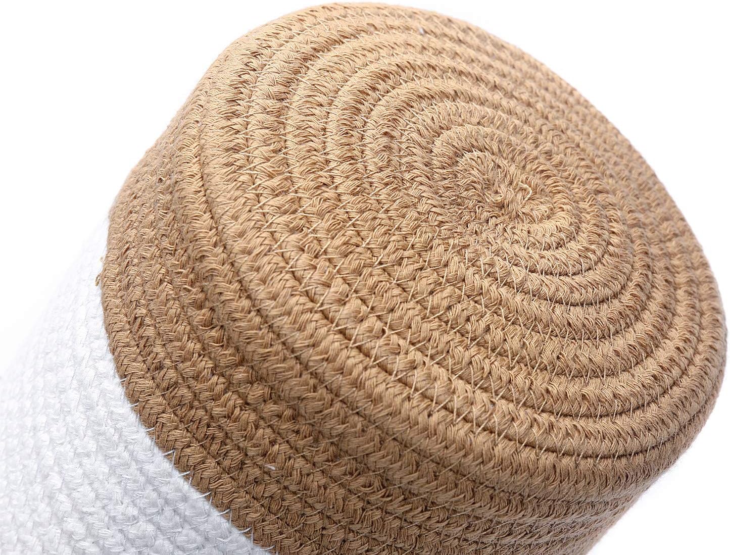 Cesta para colgar en la pared, 6.3 x 7 pulgadas, pequeñas cestas de cuerda de algodón con asa para armario de puerta, cesta organizadora tejida para