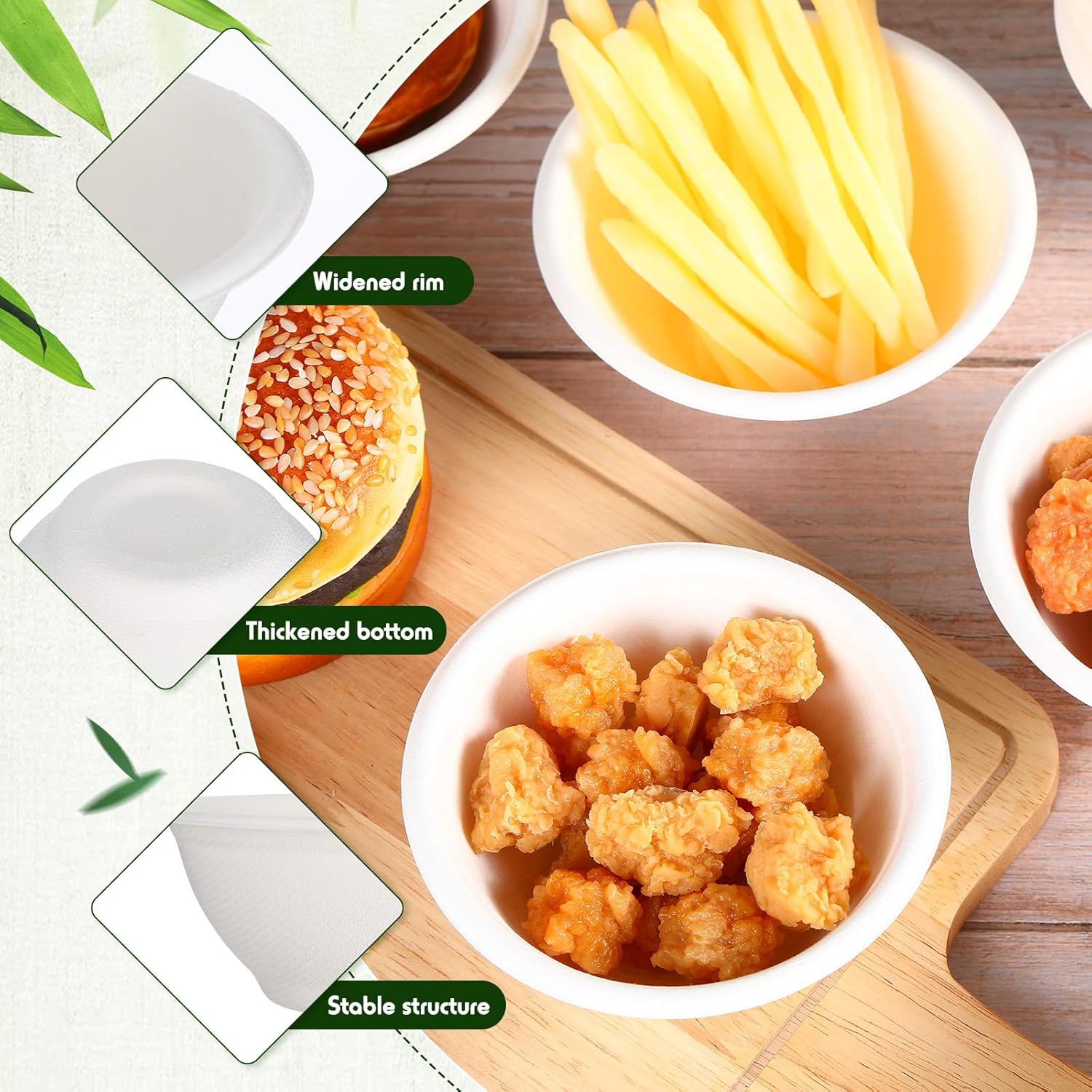 Paquete de 500 cuencos de papel desechables de 9 onzas, cuencos de sopa para alimentos, tazones de fibra de bagazo natural para salsa, ensalada,