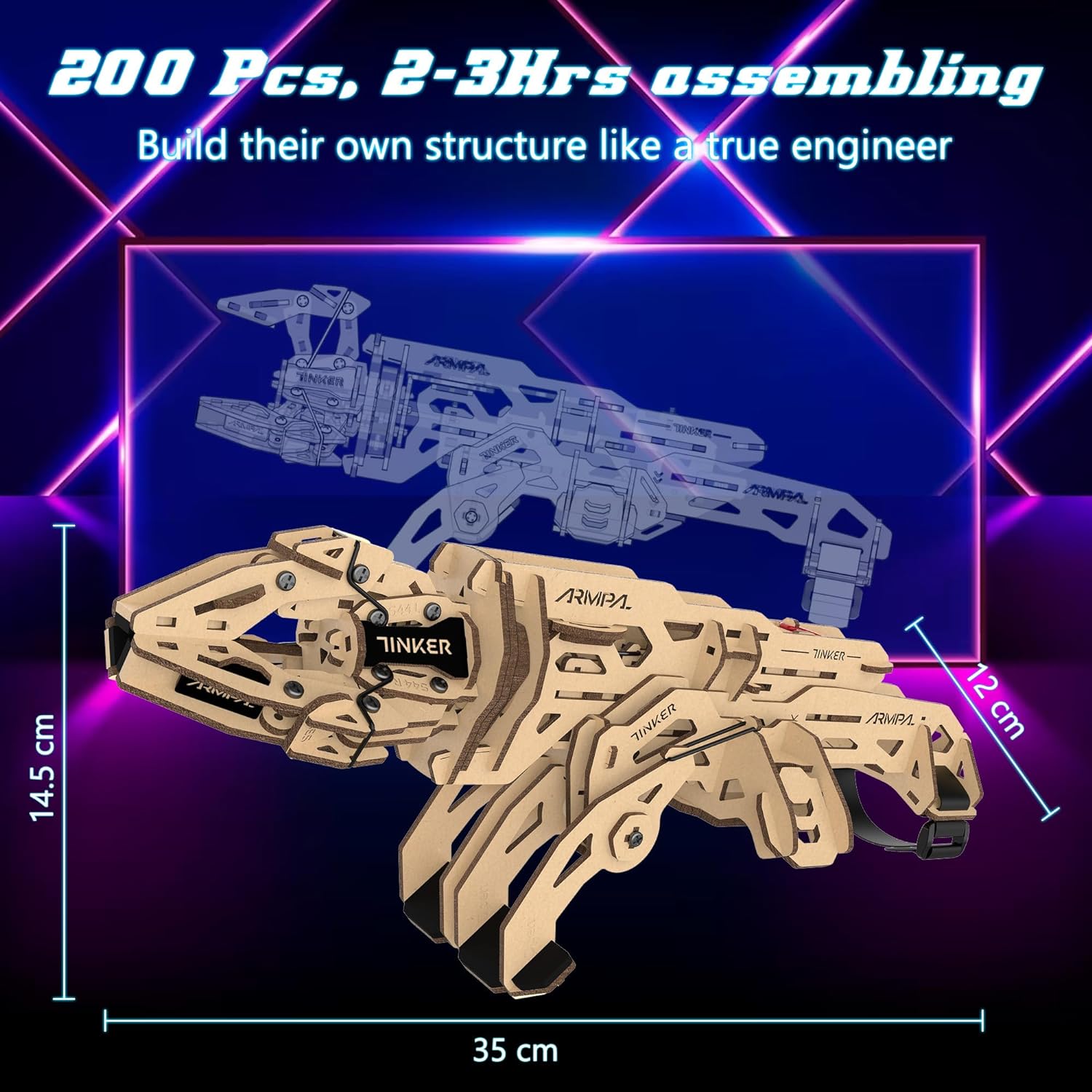 COWVTUJ ARMPAL – Kit de modelo de garra mecánica 3D de madera ClawBot para adultos y adolescentes, kit de construcción de brazo de robot para