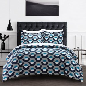 Chic Home Tudor – Juego de funda de edredón de 3 piezas, diseño geométrico contemporáneo con estampado hexagonal con cierre de cremallera, fundas de Chic Home Tudor – Juego de funda de edredón de 3 piezas, diseño geométrico contemporáneo con estampado hexagonal con cierre de cremallera, fundas de