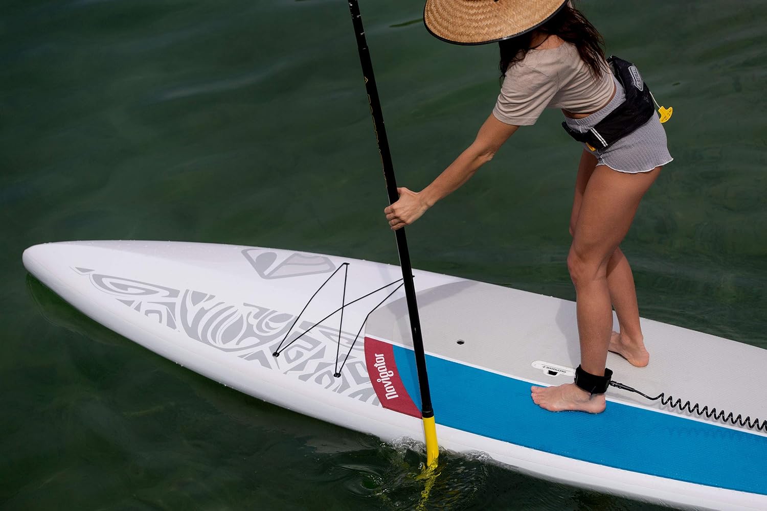 Boardworks Navigator  Touring All Water Stand Up Paddleboard  Tablero duro epoxi Bombshell  11 pies 6 pulgadas, blancogrisazul