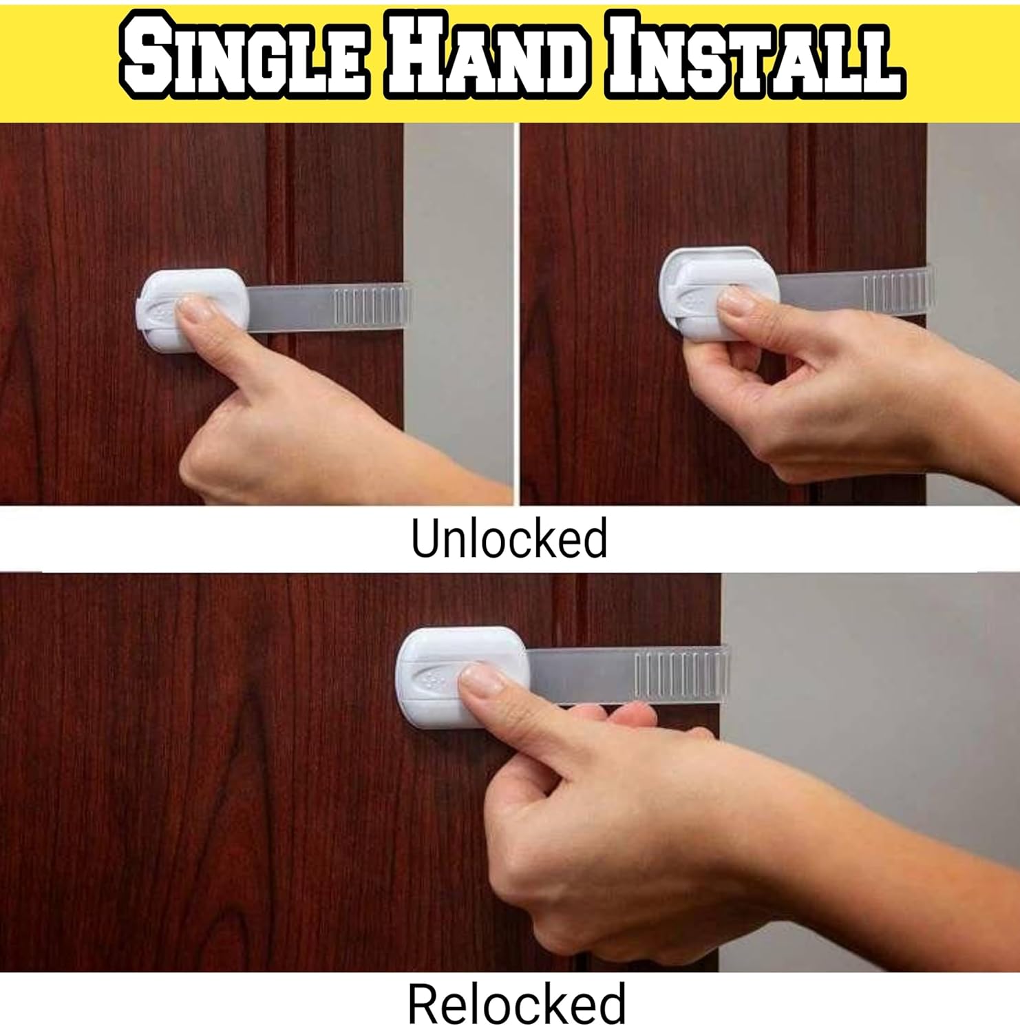 BrandX – Cerraduras de seguridad para cajones de bebé (paquete de 10), correas multiusos para armarios, cocina, inodoro, horno, nevera, adhesivo 3M,