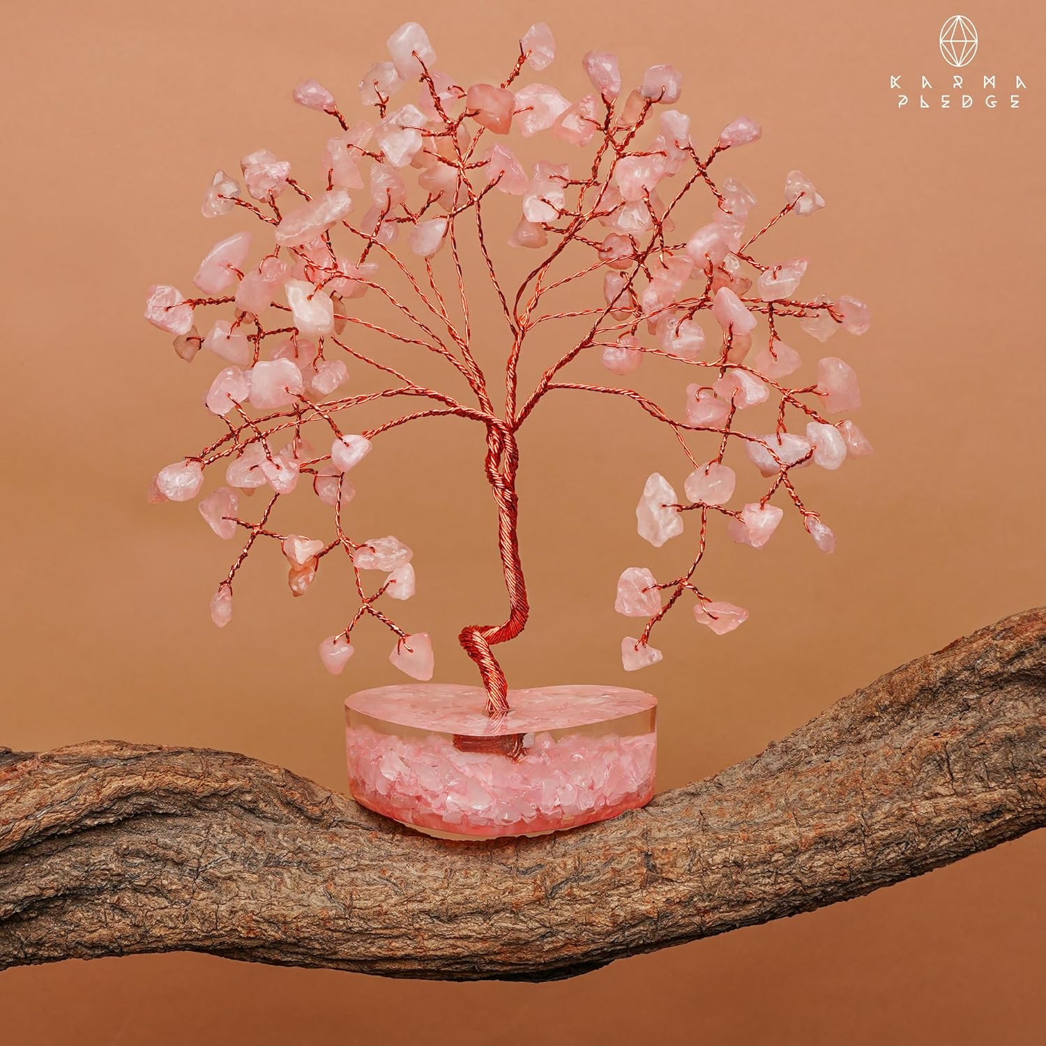 Árbol de cristal de corazón de cuarzo rosa, 7 cristales curativos de chakras, árbol de la vida, decoración de cristal hecho a mano, árboles bonsái