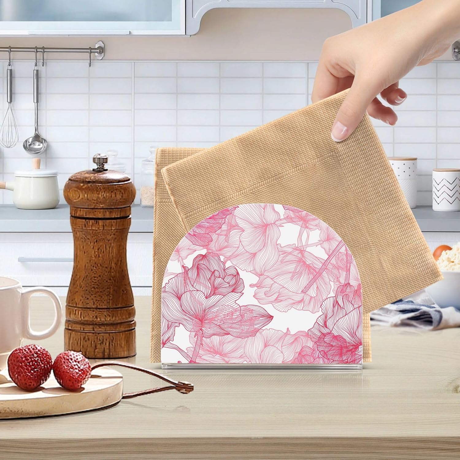 Servilletero de acrílico  Soporte para toallas de papel en transparente  Moderno soporte decorativo para servilletas de invitados para el hogar,