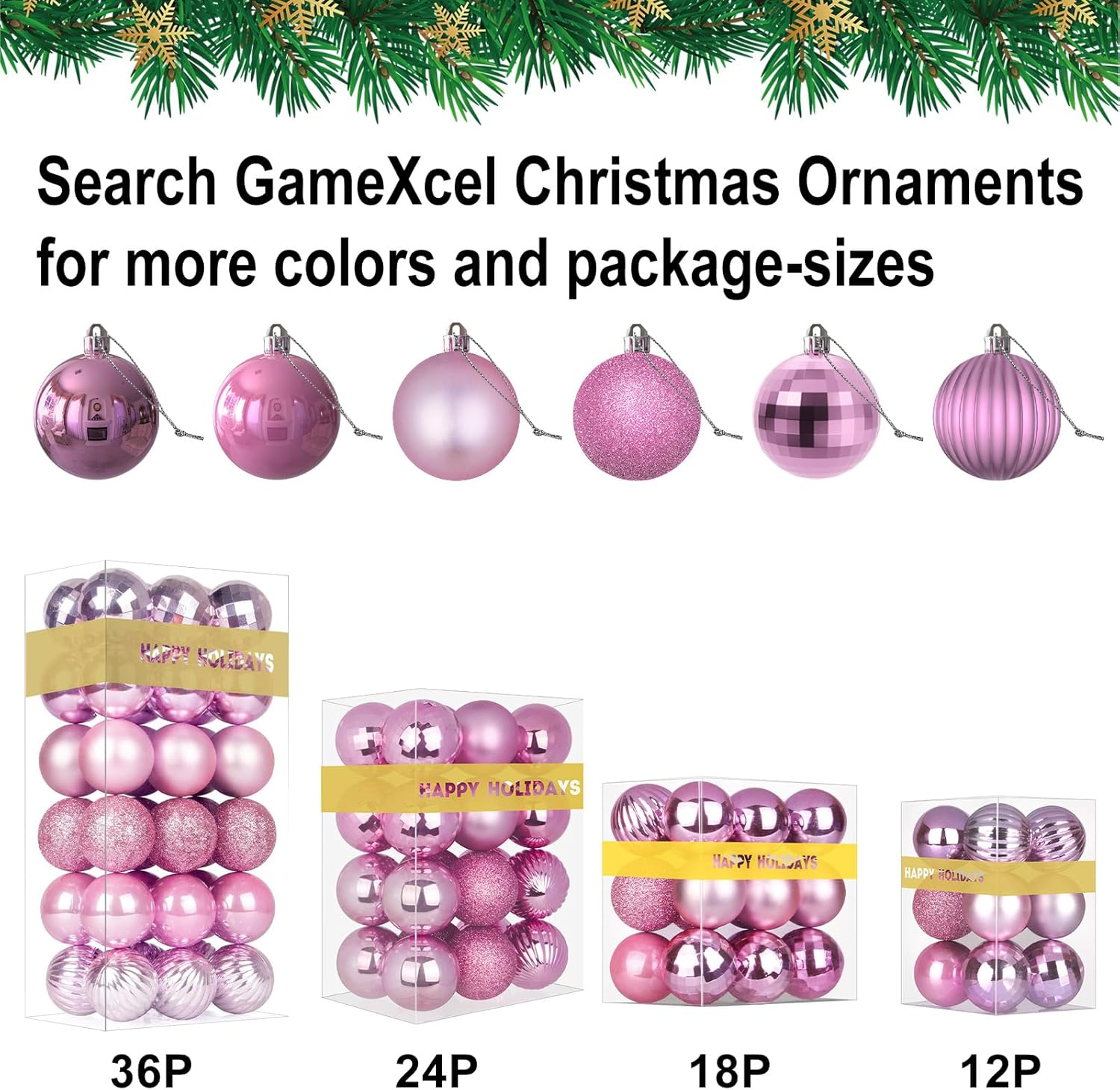 GameXcel – Esferas navideñas grandes y ornamentos colgantes para árbol de Navidad que no se rompen