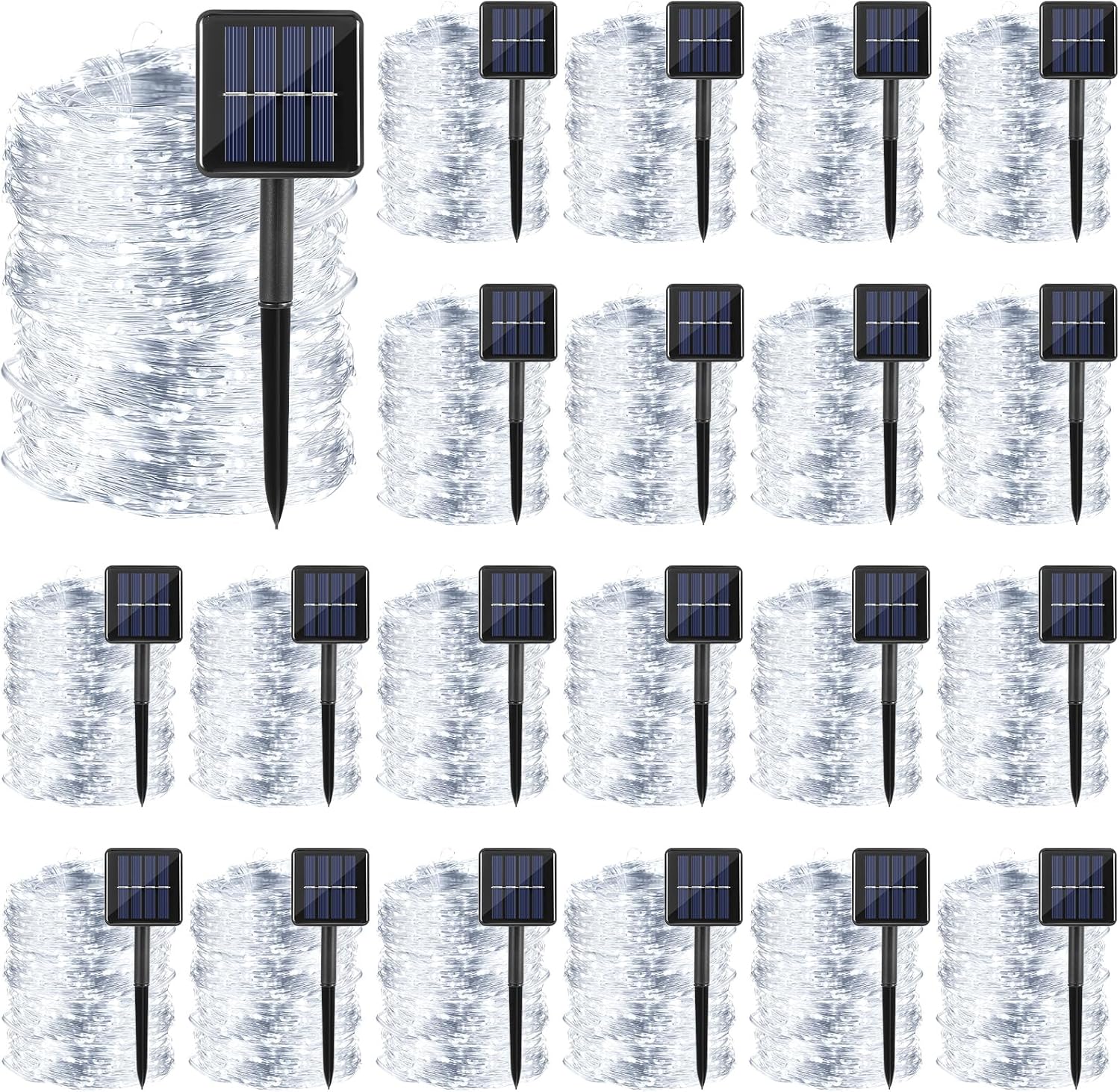 24 tiras de luces solares impermeables para exteriores, para boda, despedida de soltera, clase de 2024, decoración de fiesta de graduación, cada una