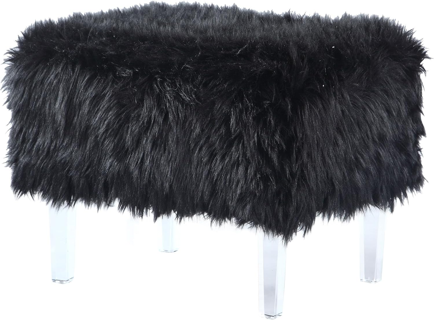 Fiorino – Otomana moderna y contemporánea de piel sintética con patas acrílicas, color negro