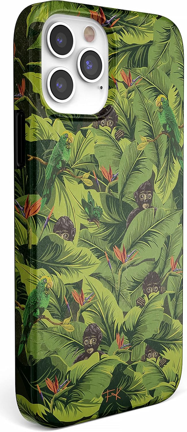 Casely Funda floral para iPhone 1212 Pro  Sneaky Monkeys  Funda Frida Kahlo Jungle