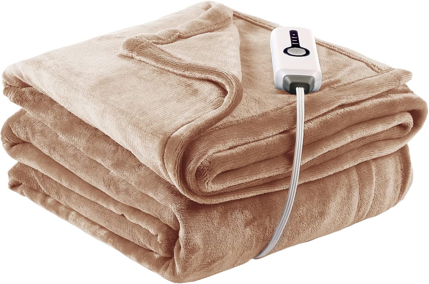 SUNNUY – Manta eléctrica de calor de 62 x 84 pulgadas, manta de franela reversible con 10 horas de apagado automático y 4 niveles de temperatura,