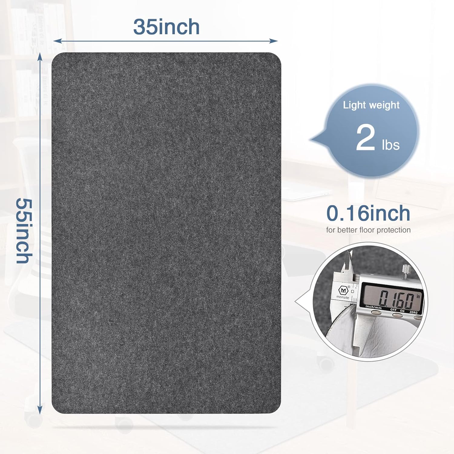 Alfombrilla para silla de oficina con suelo duro