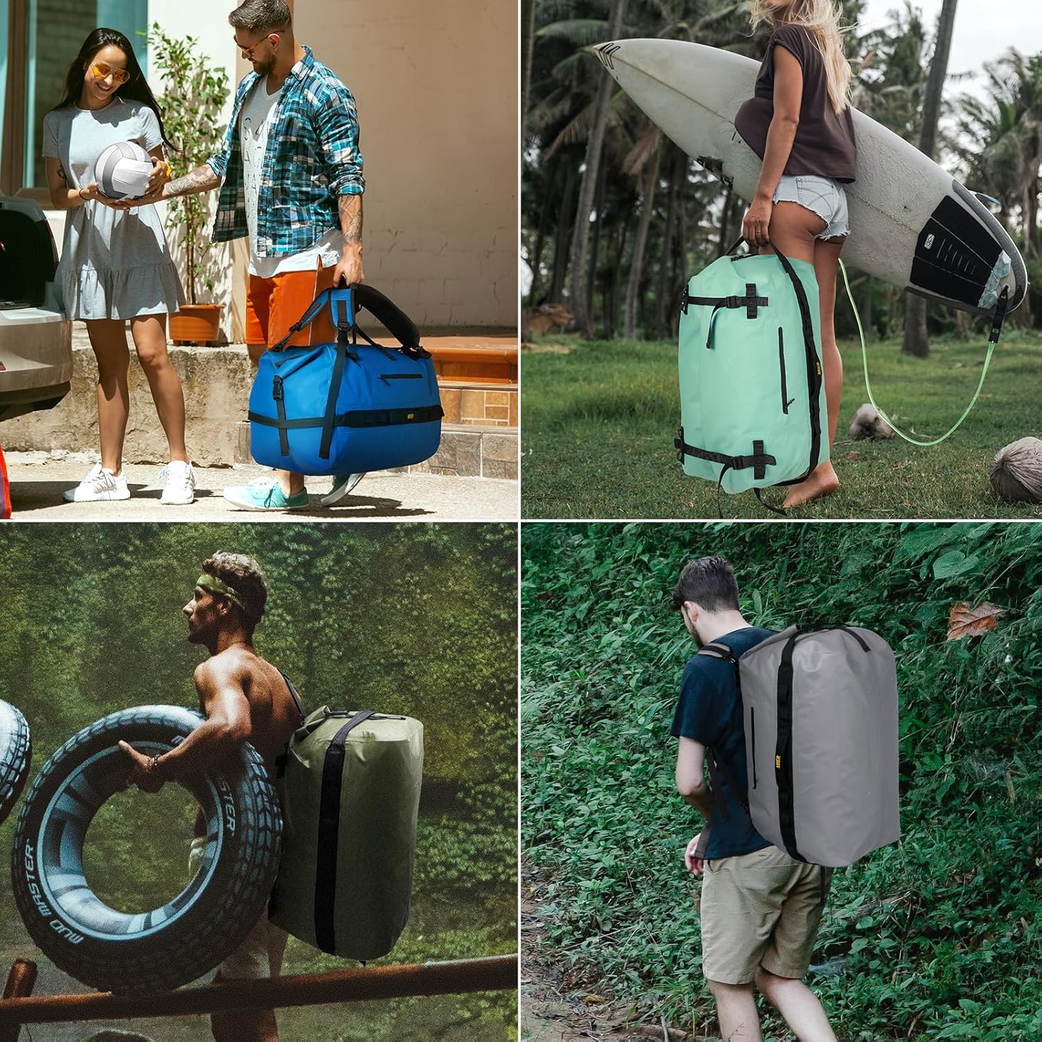 MIER Bolsa de lona impermeable grande con parte superior enrollable para kayak, rafting, canotaje, natación, campamento, viajes, gimnasio, playa,