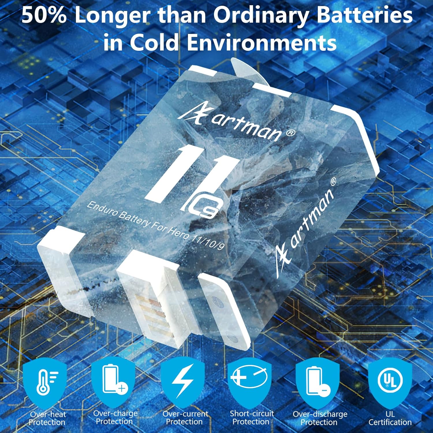Artman Hero 12 – Batería de 3 unidades de 1800 mAh y cargador de 3 canales compatible con cámara GoPro Enduro Hero 12 BlackHero 11 BlackHero 10