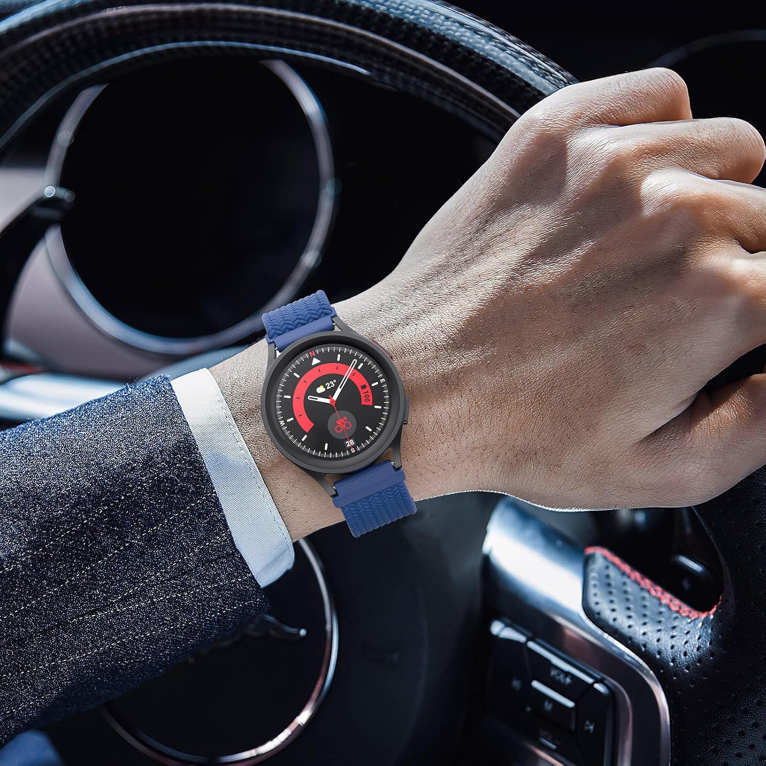 Paquete de 5 correas elásticas de nailon compatibles con Samsung Galaxy Watch Active 2 de 1.575 pulgadas, 1.732 pulgadas, Active 1.575