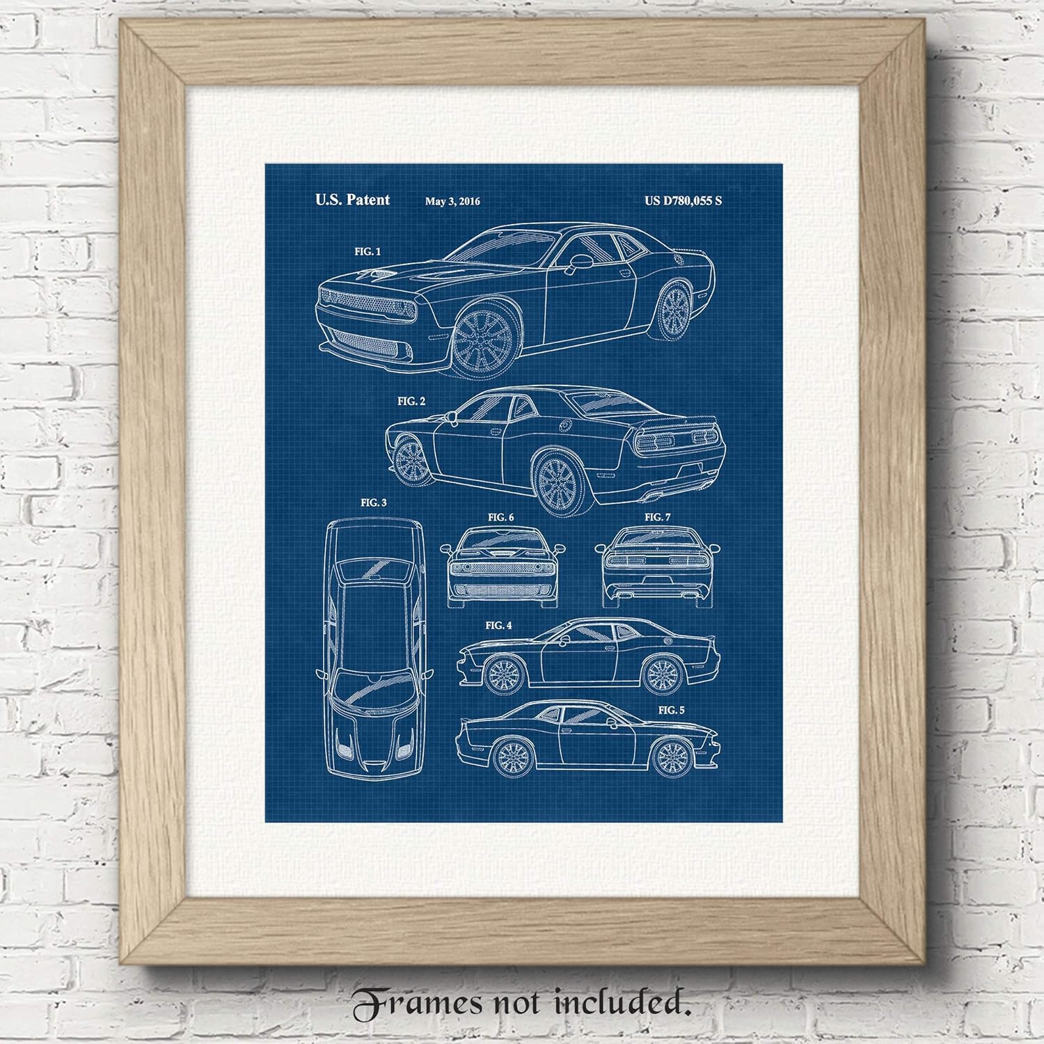 Vintage Dodge Challenger Hellcat Auto Patent Prints, 1 (11×14) Unframed Photos, Wall Art Decor Gifts Under 20 for Home Office Man Cave Engine Garage