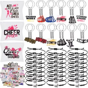 EllaYIDOI 122 piezas de regalos de animadora, 24 pulseras de animación, 24 llaveros de animación, 24 cremalleras, bolsa de maquillaje portátil para EllaYIDOI 122 piezas de regalos de animadora, 24 pulseras de animación, 24 llaveros de animación, 24 cremalleras, bolsa de maquillaje portátil para