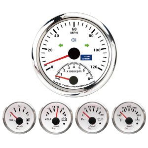 RACETECH Juego de 5 indicadores con retroiluminación LED blanca  3.346 in, velocímetro GPS y tacómetro de 3-38 pulgadas, 2.047 in, 2-116 pulgadas, RACETECH Juego de 5 indicadores con retroiluminación LED blanca  3.346 in, velocímetro GPS y tacómetro de 3-38 pulgadas, 2.047 in, 2-116 pulgadas,