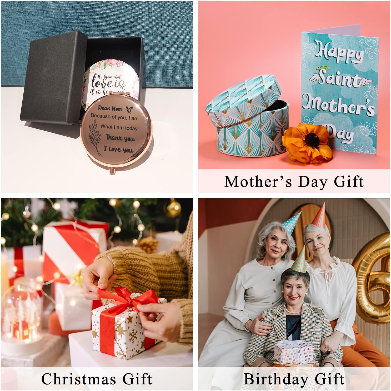 Casfine Regalos personalizados para mamá  Regalos de espejo compacto grabado con agradecimiento para mamá  Los mejores regalos para mamá de hijo