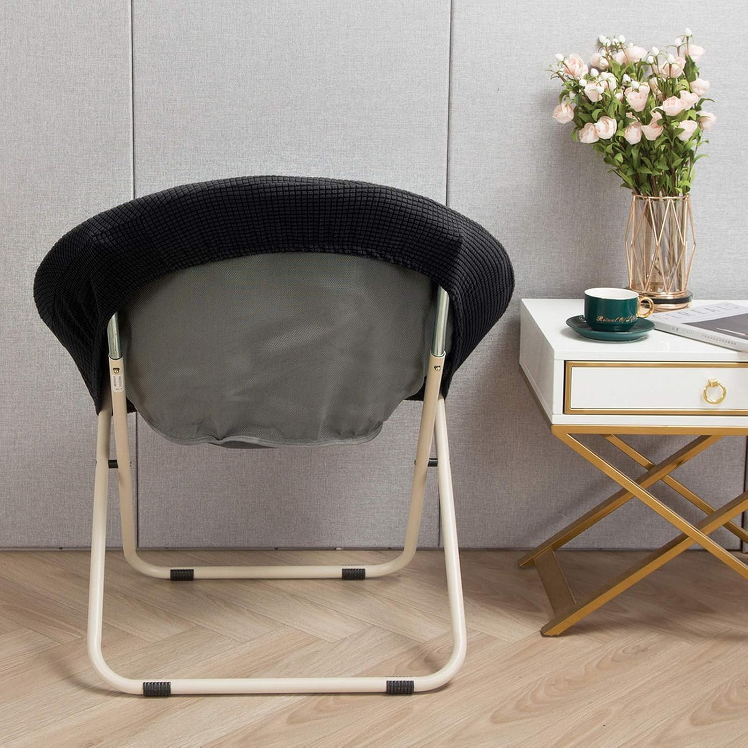 SearchI Solo funda elástica para silla redonda con platillo, fundas de silla jacquard de luna, protector de asientos de repuesto, tela de elastano