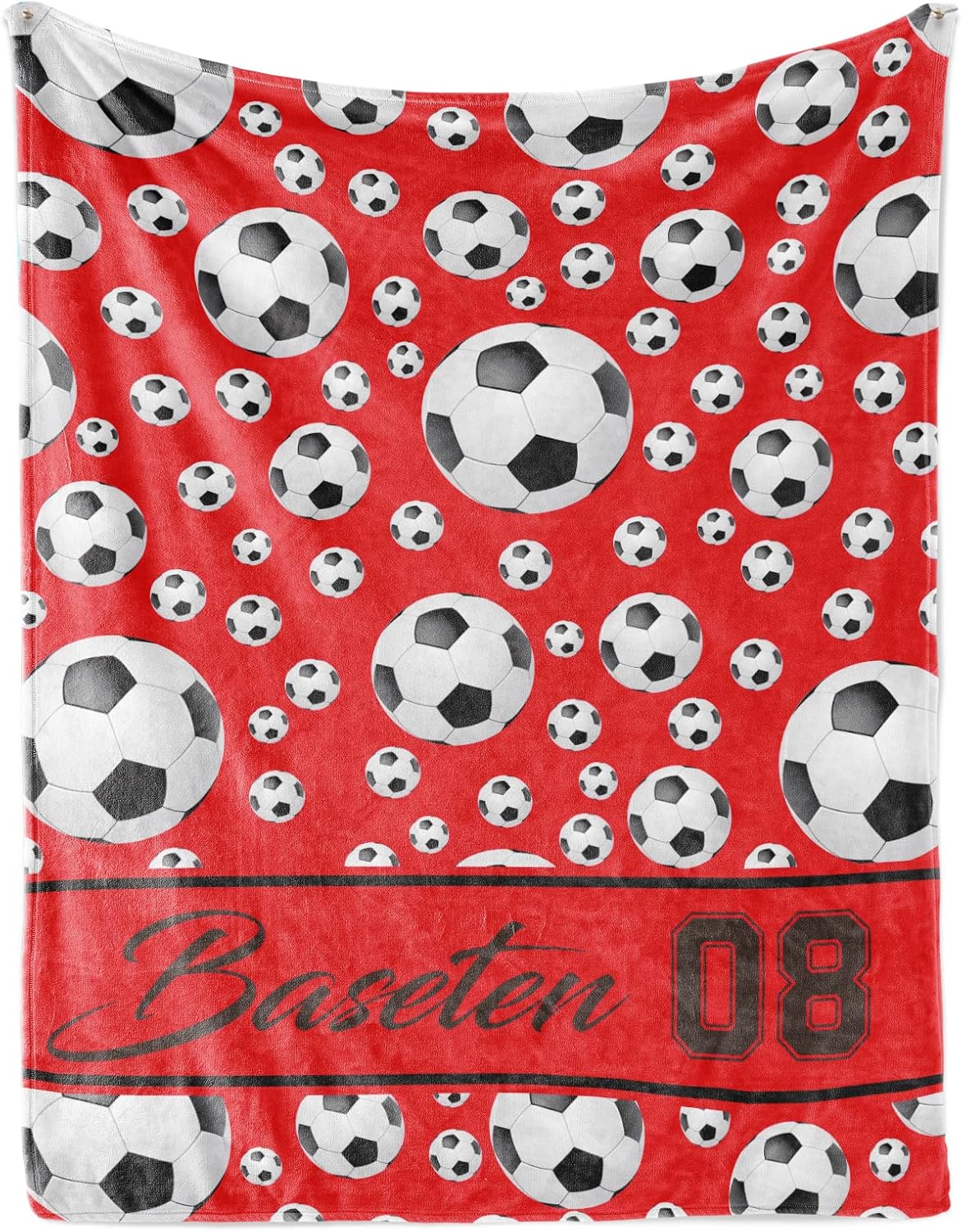 Manta de fútbol personalizada con nombre, manta con nombre personalizado, manta suave para deportes de fútbol, manta de cama roja, regalos