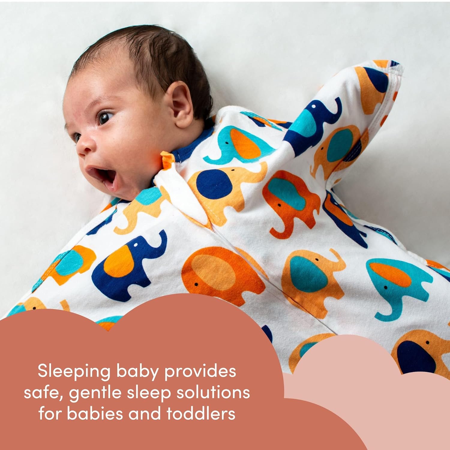 SleepingBaby Zipadee-Zip – Manta para bebé de 6 a 12 meses, manta de transición con cremallera, comodidad – Elefante azul y naranja, talla M