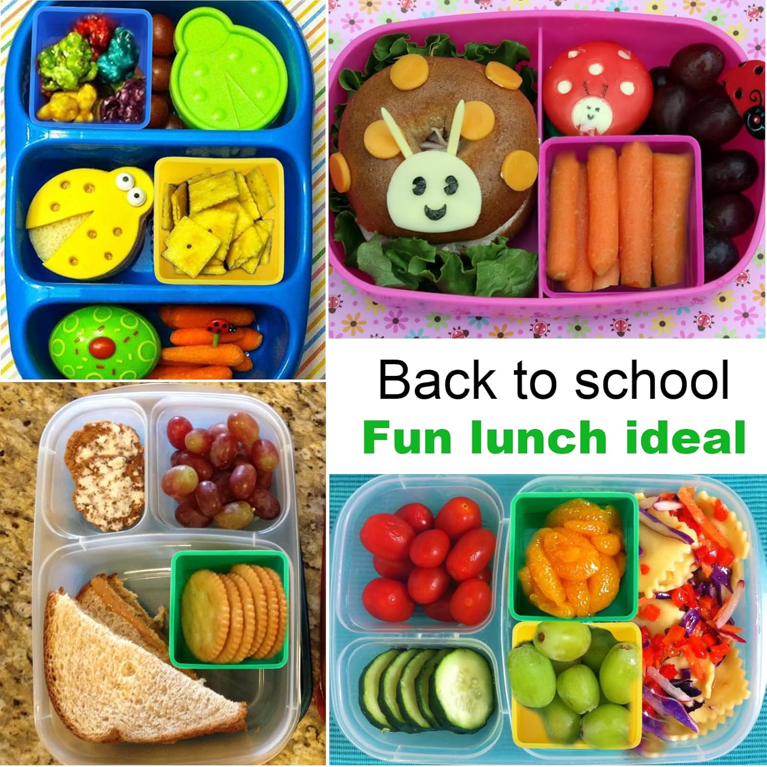 Cadeya Divisores de silicona para lonchera, 8 unidades de divisores cuadrados Bento para contenedores de almuerzo, accesorios
