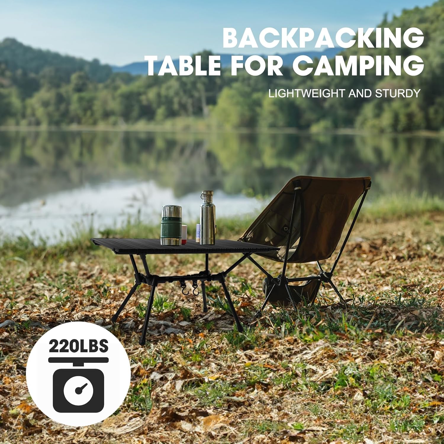 HITORHIKE Mesas de campamento con mesa de aluminio ultraligera con bolsa de transporte para interiores, exteriores, mochileros, barbacoa, playa,