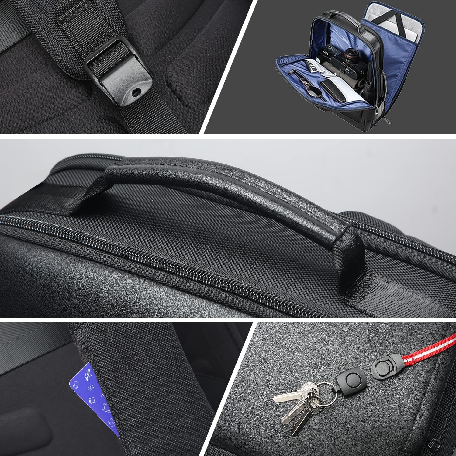 BOPAI Mochila antirrobo 15.6 pulgadas portátil negocios delgado colegio hombro mochila resistente al agua sintética cuero mochila para hombres