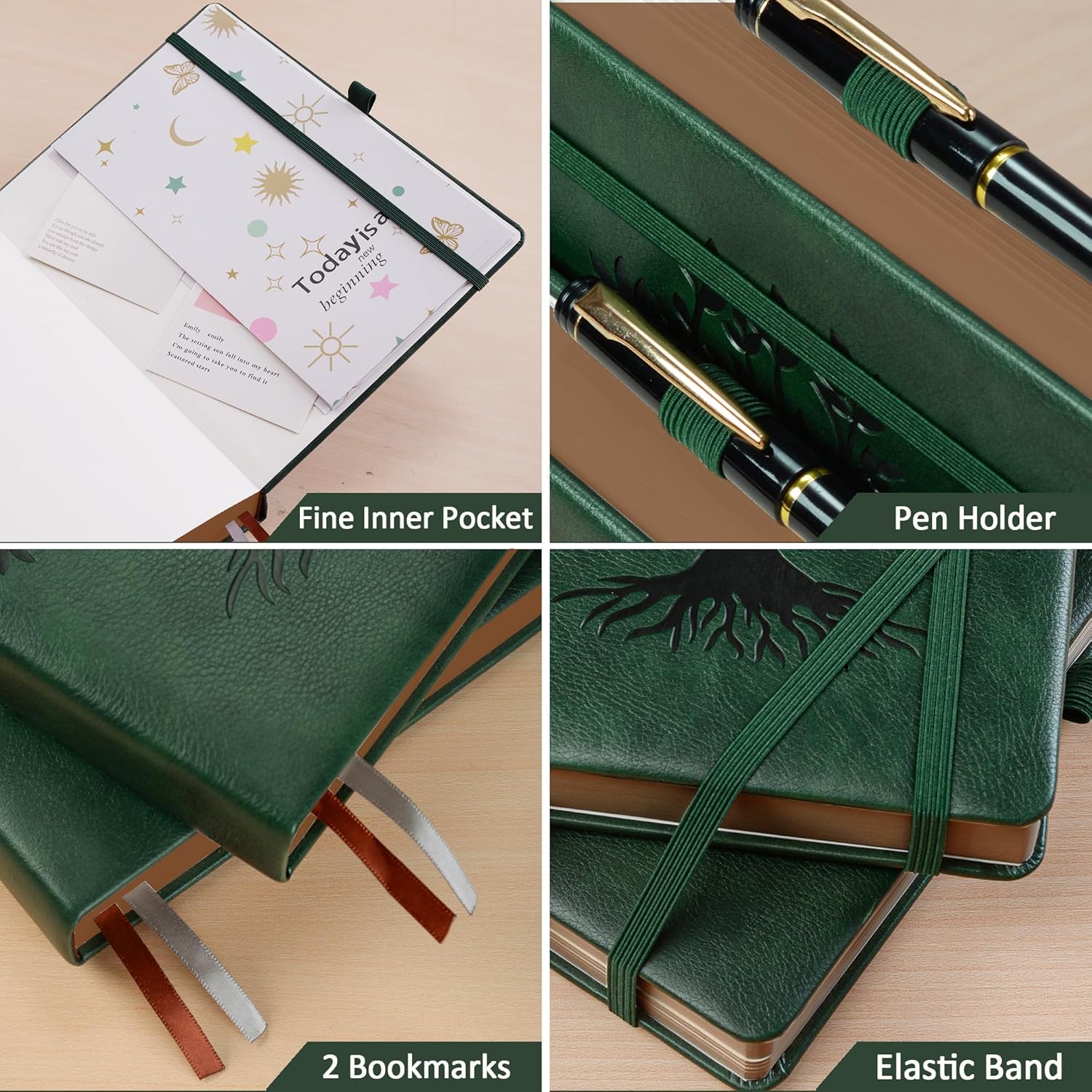 ZXHQ Cuadernos A5 de 360 páginas rayadas con bolígrafo, diarios para mujeres y hombres, cuaderno de escritura, diseño de árbol de la vida, bolsillo