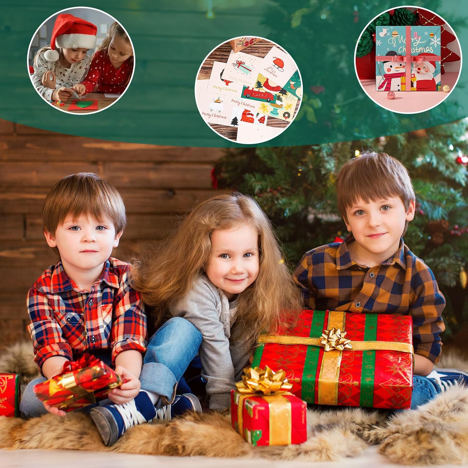 24 mini tarjetas de felicitación de Navidad, 3 x 3 pulgadas, tarjetas de felicitación de Feliz Navidad, tarjetas de Navidad surtidas, paquete de