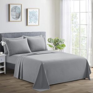 Marina Decoration Juego de sábanas de 6 piezas ultra suave y sedoso de rayón sólido de bambú para todas las estaciones, con 4 fundas de almohada, Marina Decoration Juego de sábanas de 6 piezas ultra suave y sedoso de rayón sólido de bambú para todas las estaciones, con 4 fundas de almohada,