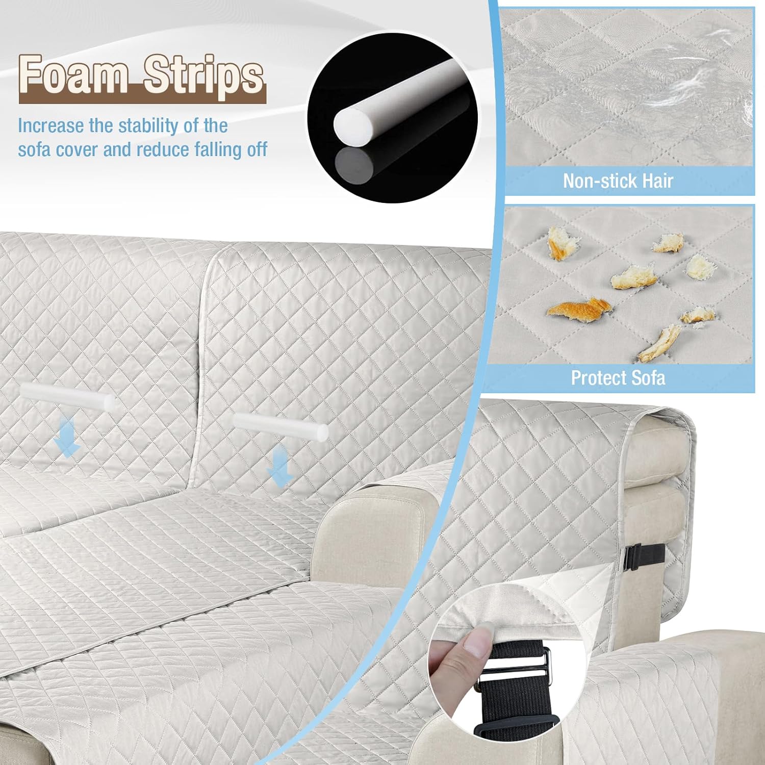 KinCam Fundas de sofá modulares 100% impermeables, fundas reversibles en forma de L, 3 piezas, fundas de sofá para tumbonas seccionales, para