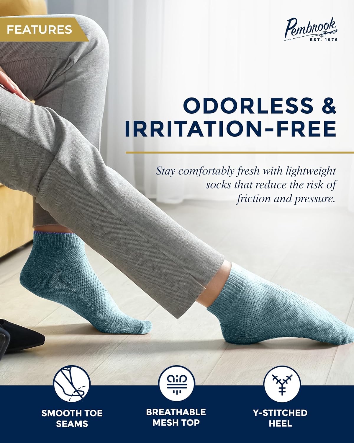 Pembrook Calcetines tobilleros para diabéticos para hombres y mujeres, 6 pares de calcetines de corte bajo sin costuras para diabéticos para mujer