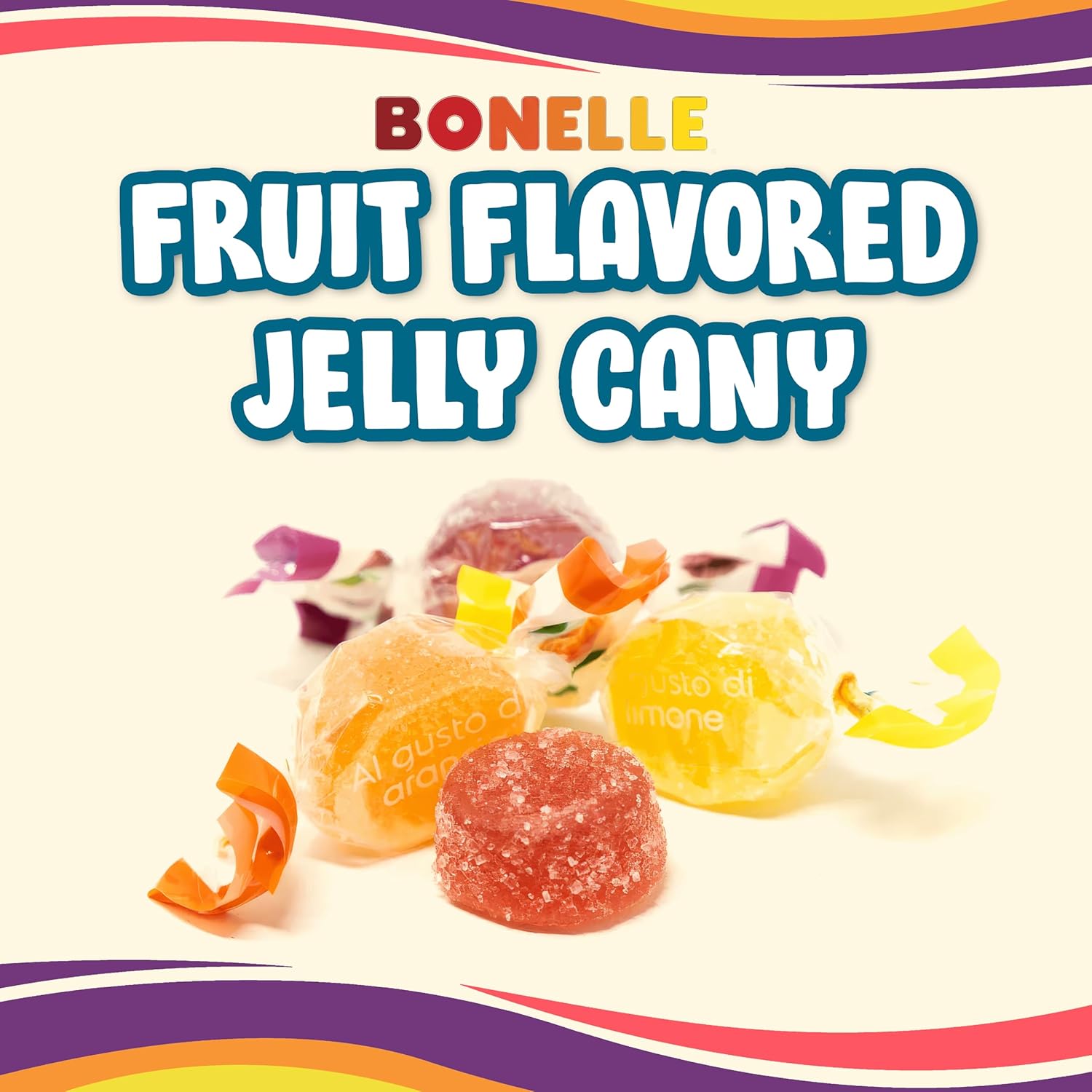 Bonelle – Caramelos de Navidad de gelatina italiana a granel, 2 libras, surtido de caramelos de Navidad de aproximadamente 110 piezas de gelatina