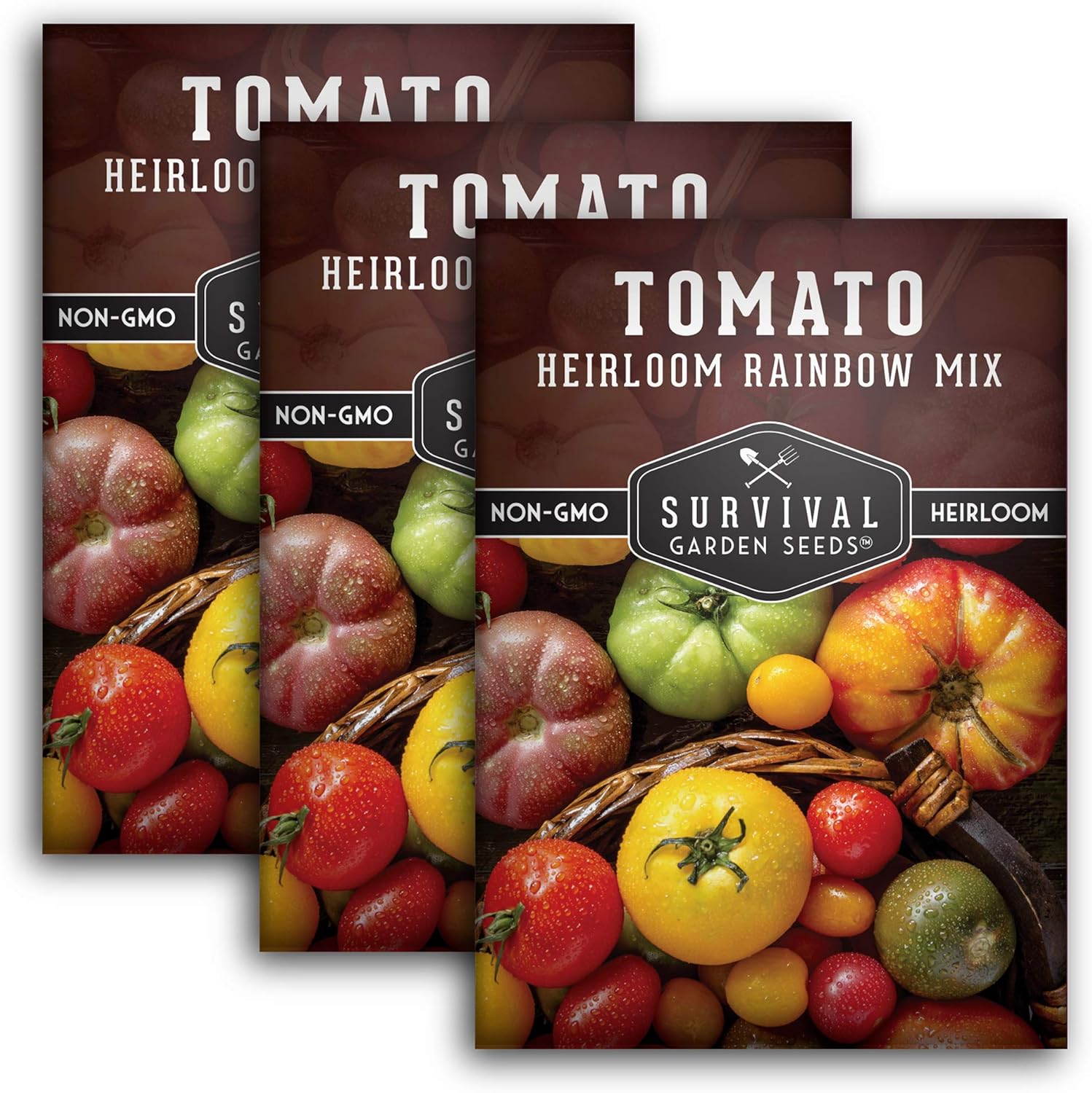 Survival Garden Seeds – Semillas de tomate Heirloom Rainbow Mix para plantar – Paquete con instrucciones para plantar y cultivar en tu huerto casero