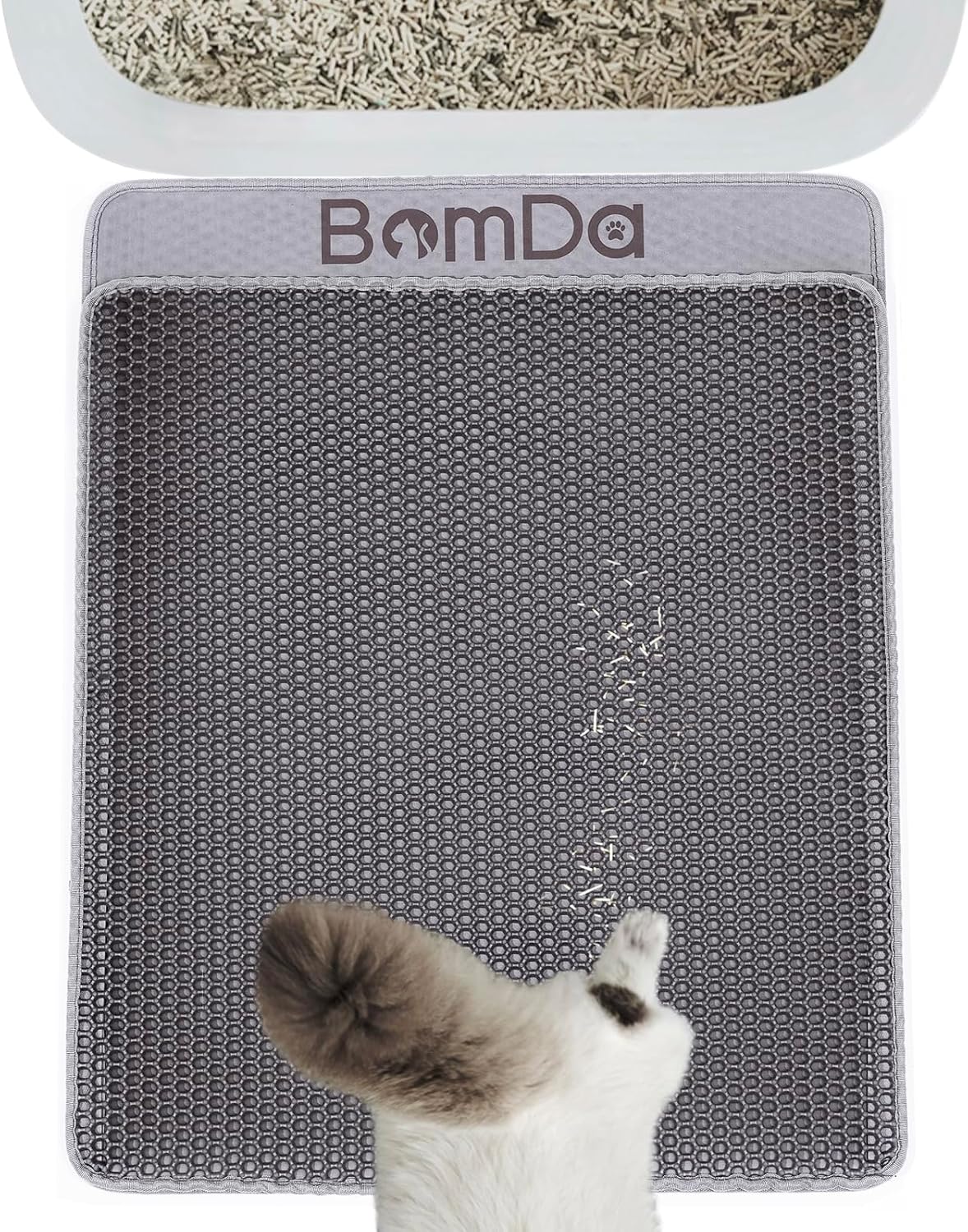 BomDa Tapete de arena para gatos, tapete grande para atrapar cajas de arena para gatitos, 24 x 16 pulgadas, doble capa de orina e impermeable,