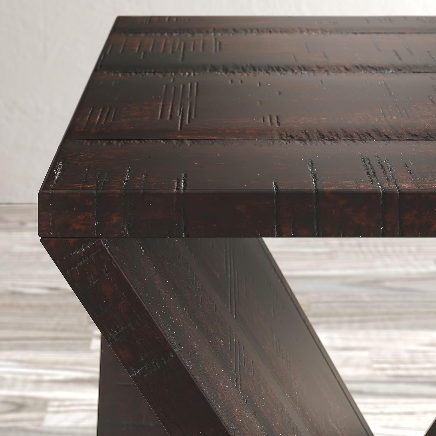 Mesa de jaspe moderna de mediados de siglo en ángulo de madera maciza de mango de 24 pulgadas de alto premontada