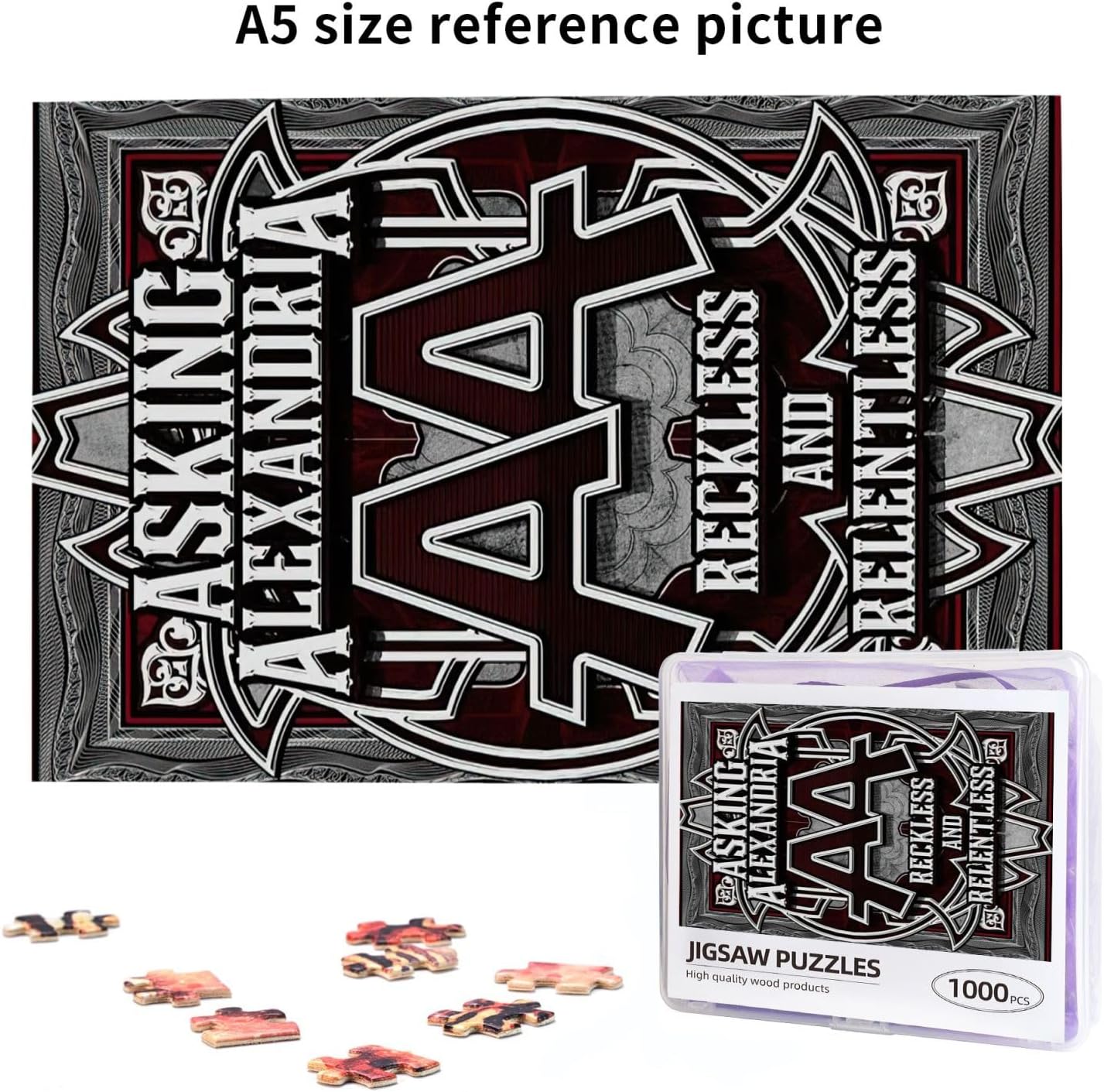 Asking Rock Band Alexandria – Rompecabezas de madera divertido para adultos, rompecabezas de 1000 piezas, rompecabezas de 1000 piezas con caja